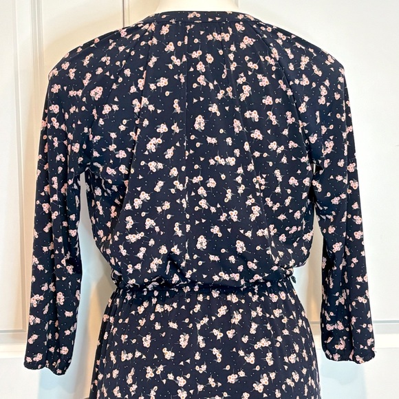 Collective Concepts Navy Pink Floral Long Sleeve Faux Wrap Jersey Dress S Petite - Picture 8 of 11